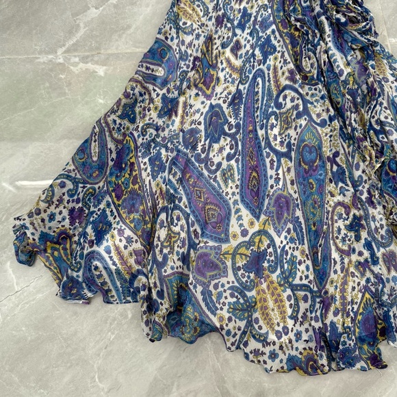 Women’s Lauren Ralph Lauren Paisley Floral Ruffle Tie Up Wrap Silk Dress Size 2 - Picture 7 of 16